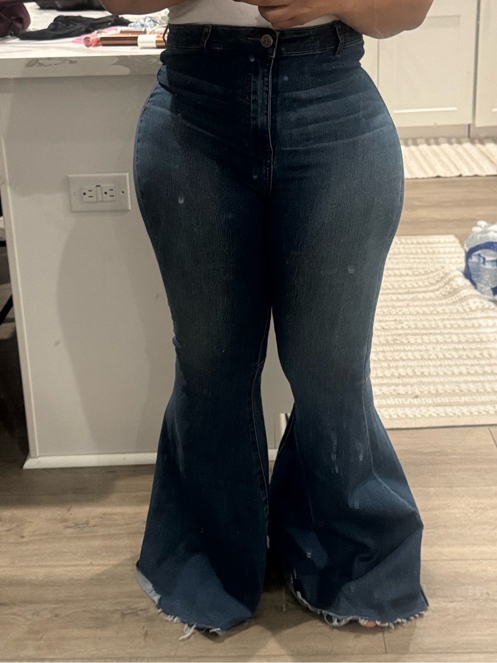 Chelsea & Violet Dark Blue High-Rise Flared Jeans